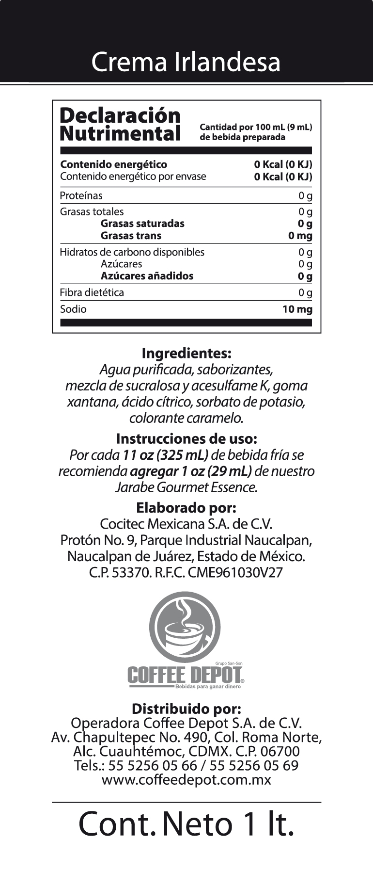 Saborizante Crema Irlandesa Sugar Free – Coffee Depot - Imagen 2