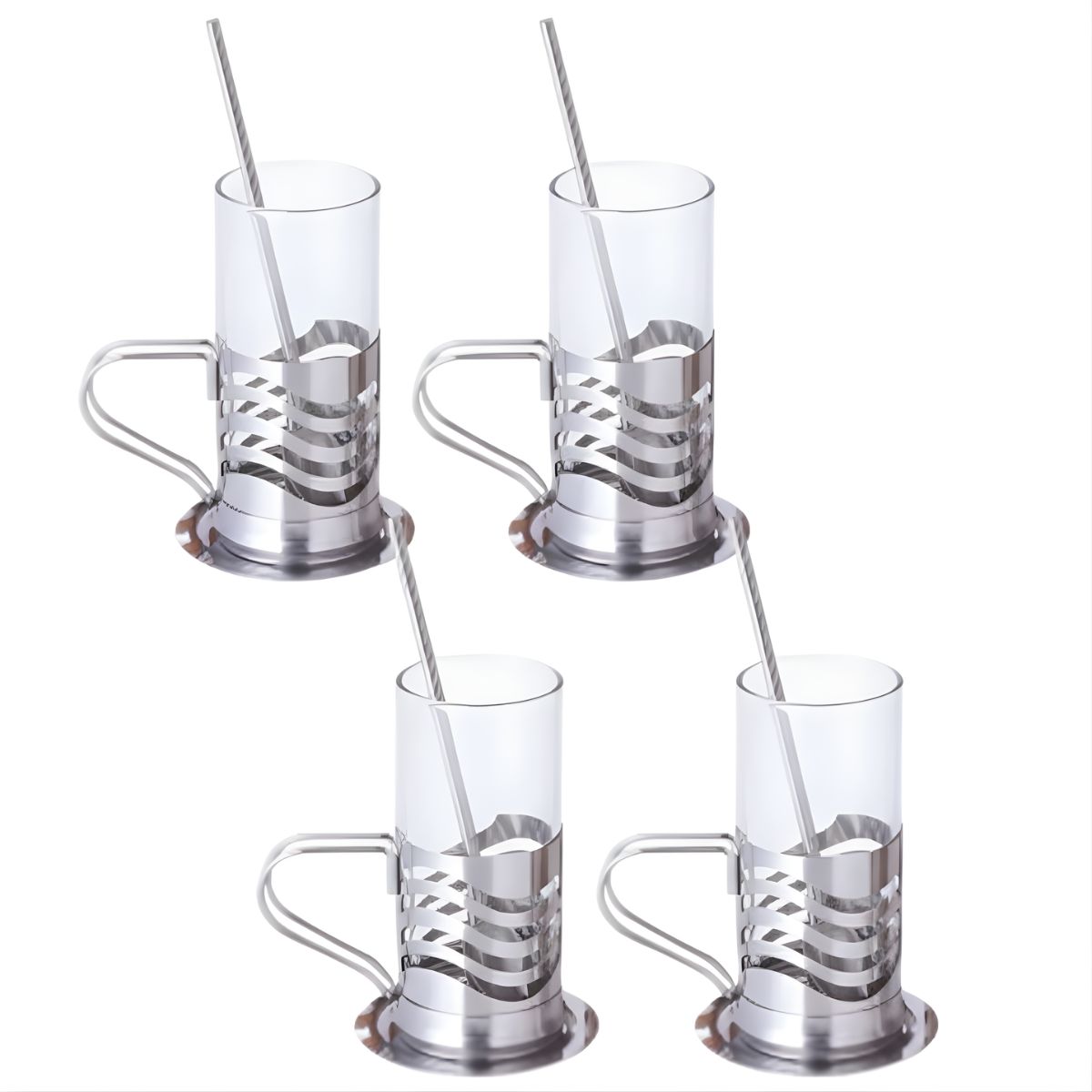 Set De 4 Tazas de 200 ml Con Cuchara Y Plato C/u.